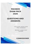 RSK4805 EXAM PACK 2025 - DETAILED QUESTIONS AND ANSWERS 