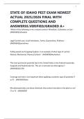 STATE OF IDAHO PEST EXAM NEWEST ACTUAL 2025&sol;2026 FINAL WITH COMPLETE QUESTIONS AND ANSWERSS&period;VERIFIED&sol;GRADED A&plus;
