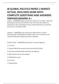 IB GLOBAL POLITICS PAPER 2 NEWEST ACTUAL 2025&sol;2026 EXAM WITH COMPLETE QUESTIONS AND ANSWERS VERIFIED&sol;GRADED A&plus;