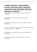 ALBERTA SECURITY EXAM NEWEST ACTUAL 2025&sol;2026 WITH COMPLETE QUESTIONS AND ANSWERS VERIFIED&sol; GRADED A UPDATED