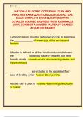 NATIONAL ELECTRIC CODE FINAL EXAM AND  PRACTICE EXAM QUESTIONS 2025&sol; 2026 ACTUAL  EXAM COMPLETE EXAM QUESTIONS WITH  DETAILED VERIFIED ANSWERS WITH RATIONALES  &lpar;100&percnt; CORRECT ANSWERS&rpar; &sol;ALREADY GRADED  A&plus;&vert;&vert;LATEST EXAM&excl;&excl;&excl; 