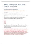 Portage Learning A&P I Final Exam questions and answers 