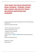 TEST BANK FOR DAVIS ADVANTAGE BASIC NURSING&colon; THINKING&comma; DOING&comma; AND CARING 3RD EDITION TREAS WILKINSON QUESTIONS AND ANSWERS 