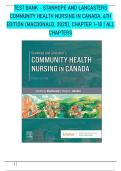 TEST BANK - STANHOPE AND LANCASTERS COMMUNITY HEALTH NURSING IN CANADA&comma; 4TH EDITION &lpar;MACDONALD&comma; 2025&rpar;&comma; CHAPTER 1-18 &vert; ALL CHAPTERS