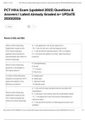 PCT NHA Exam &lpar;updated 2025&rpar; Questions & Answers &vert; Latest Already Graded A&plus; UPDATE 2025&vert;2026