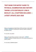 TEST BANK FOR BATES' GUIDE TO PHYSICAL EXAMINATION AND HISTORY TAKING &lpar;13TH EDITION&rpar; BY LYNN S&period; BICKLEY &vert; ALL CHAPTERS INCLUDED &vert; LATEST UPDATE 2025&ndash;2026