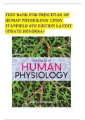 TEST BANK FOR PRINCIPLES OF HUMAN PHYSIOLOGY CINDY STANFIELD 6TH EDITION LATEST UPDATE 2025&sol;2026A&plus;