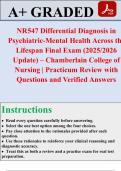 NR547 Differential Diagnosis Psychiatric Mental Health Bundle Actual Exam 2026&sol;2027 &ndash; 100&percnt; Verified &vert; Complete Questions &ndash; Pass Guaranteed &ndash; A&plus; Graded