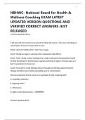 NBHWC- National Board for Health & Wellness Coaching EXAM LATEST UPDATED VERSION QUESTIONS AND VERIFIED CORRECT ANSWERS JUST RELEASED