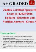 Zabbix Certified Specialist Exam &lpar;1&rpar; &lpar;2025&sol;2026 Update&rpar; &vert; Questions and Verified Answers &vert; Grade A