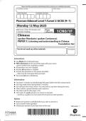 2025 Pearson Edexcel Level 1&sol;Level 2 GCSE&period; 1CN0&sol;1F&period;Chinese &lpar;spoken Mandarin&sol; spoken Cantonese&rpar; PAPER 1&colon; Listening and understanding in Chinese 2025 Pearson Edexcel Level 1&sol;Level 2 GCSE&period; 1CN0&sol;1F&period;Chinese &lpar;spoken Mandarin&sol; spoken Cantonese&rpar; PAPER 1&colon; Listenin