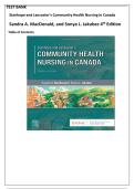 TEST BANK Stanhope and Lancaster's Community Health Nursing in Canada Sandra A&period; MacDonald&comma; and Sonya L&period; Jakubec 4th Edition Table of Contents
