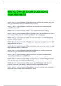 WNRS OWN IT EXAM QUESTIONS AND ANSWERS