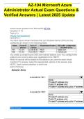 AZ-104 Microsoft Azure Administrator Actual Exam Questions & Verified Answers &vert; Latest 2025 Update