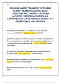 DRINKING WATER TREATMENT OPERATOR  CLASS 1 EXAM 2026 ACTUAL EXAM  QUESTIONS AND CORRECT DETAILED  ANSWERS &lpar;VERIFIED ANSWERS&rpar; ALL  ANSWERED &lbrace;100 Q & A&rcub; ALREADY GRADED A&plus; &vert;  BRAND NEW&excl; &vert; 100&percnt; VERIFIED 
