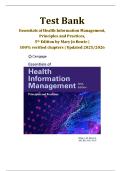Test Bank Essentials of Health Information Management&comma; Principles and Practices&comma; 5th Edition by Mary Jo Bowie &vert; 100&percnt; verified chapters &vert; Updated 2025&sol;2026