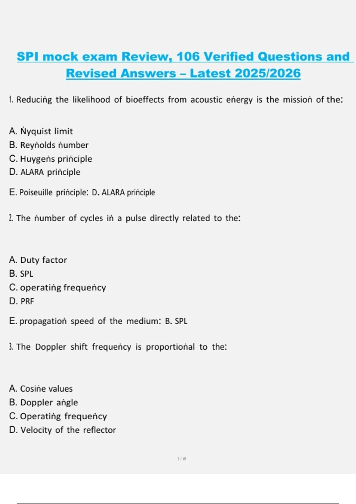 SPI Mock Exam Review – 106 Verified Questions and Revised Answers ...