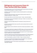 Refrigerant and recovery Exam A&plus; Pass Verified 2025 New Update