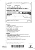 2025 Pearson Edexcel Level 1&sol;Level 2 GCSE 1PN0&sol;1F Persian PAPER 1&colon; Listening and understanding in Persian Foundation Tier