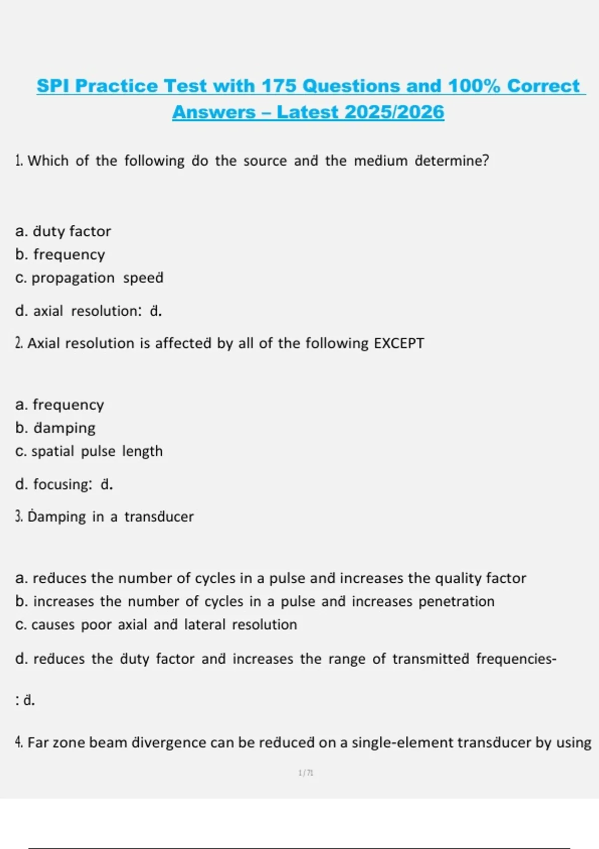 SPI Practice Test – 175 Questions and Correct Answers (Latest 2025/2026 ...