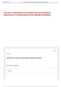 WGU D075 INFORMATION TECHNOLOGY MANAGEMENT ESSENTIALS 192 QUESTIONS WITH VERIFIED ANSWERS &comma;100 &percnt;CORRECT