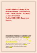 ARDMS Abdomen Davies&vert; Brand New Expert Exam Questions with Clear Correct Answers&vert; All Graded A&plus;&vert;Latest  Premium Update&lpar;2025&rpar;&vert;100&percnt; Guaranteed Success&period;