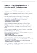 Edexcel A-Level Business Paper 1 Questions with Verified Answes