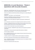 EDEXCEL A-Level Business - Theme 1 Questions with Accurate Answers