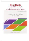 Test Bank  Industrial Relations in Canada  4th by Hebdon Robert Brown Trevor  All Chapters Questions Answers Updated