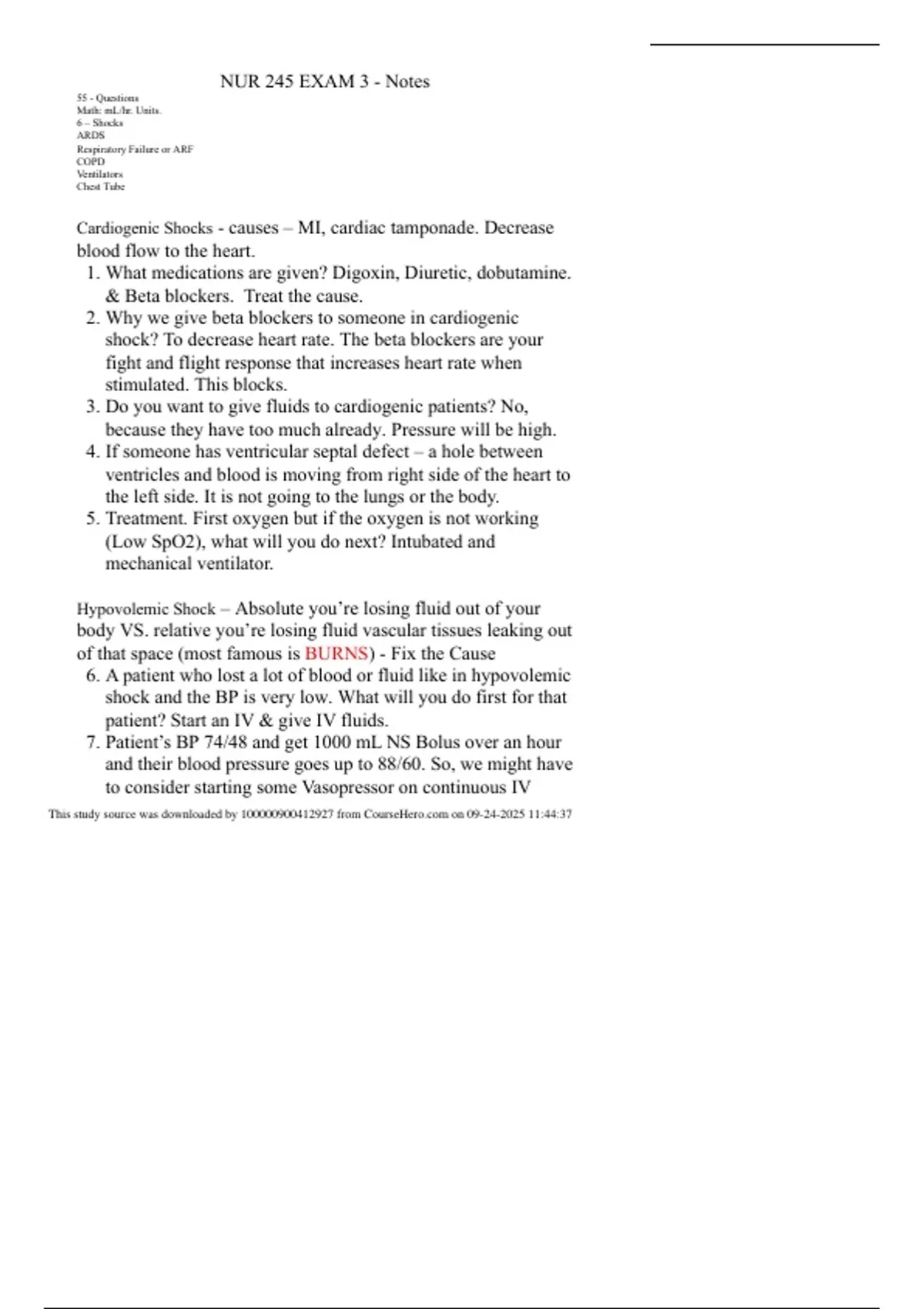 NUR 245(NUR245) Exam 3 | 50 Questions and Answers/ Notes| Update Latest ...