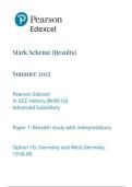 Pearson Edexcel In GCE History &lpar;8HIO&sol;1G&rpar; Advanced  Subsidiary Paper 1&colon;Breadth study with interpretations Option 1G&colon;Germany and West Germany &comma;1918&lowbar;89 question paper June 2025