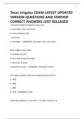 Texas Irrigator EXAM LATEST UPDATED VERSION QUESTIONS AND VERIFIED CORRECT ANSWERS JUST RELEASED