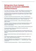 Refrigeration Exam Updated Questions and Answers &lpar;2025&sol;2026&rpar; &lpar;Verified Answers&rpar;