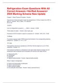 Refrigeration Exam Questions With All Correct Answers <Verified Answers> 2025 Marking Scheme New Update