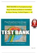 TEST BANK For Psychopharmacology  Drugs the Brain and Behavior 3rd Edition   By Meyer Nursing&comma; Verified Chapters 1 - 20 