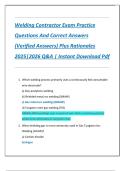 Welding Contractor Exam Practice  Questions And Correct Answers  &lpar;Verified Answers&rpar; Plus Rationales  2025&vert;2026 Q&A &vert; Instant Download Pdf 