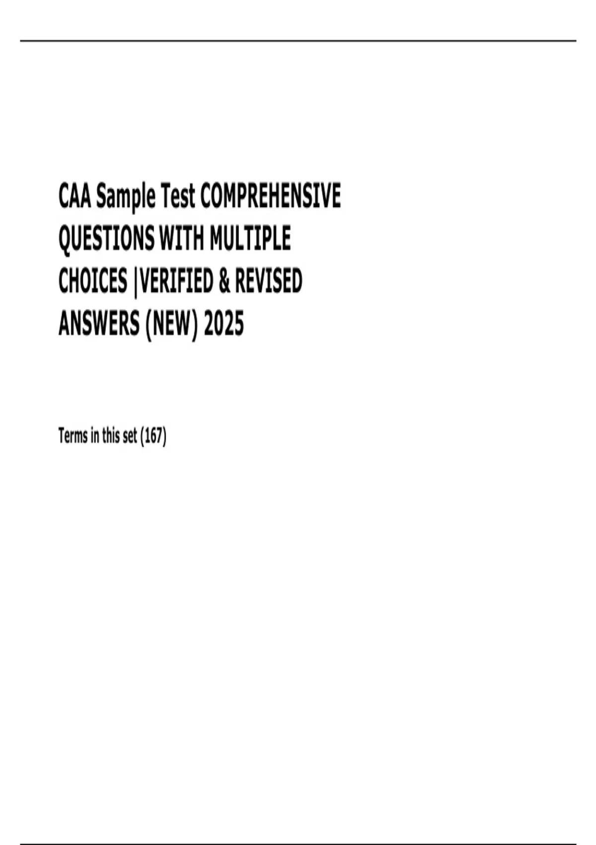 Example Ca Question CAA Sample Test COMPREHENSIVE QUESTIONS WITH MULTIPLE CHOICES & REVISED ...