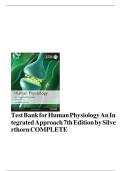 Test Bank for Human Physiology&colon; An Integrated Approach 7th Edition by Dee Unglaub Silverthorn &vert; Complete Guide A&plus;