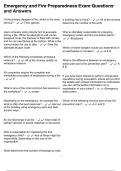 Emergency and Fire Preparedness Exam Questions and Answers
