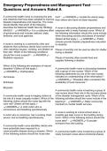 Emergency Preparedness and Management Test Questions and Answers Rated A