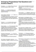Emergency Preparedness Test Questions and Answers Rated A