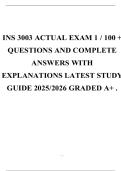 INS 3003 ACTUAL EXAM 1 &sol; 100 &plus; QUESTIONS AND COMPLETE ANSWERS WITH EXPLANATIONS LATEST STUDY GUIDE 2025&sol;2026 GRADED A&plus; &period;