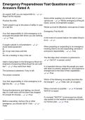 Emergency Preparedness Test Questions and Answers Rated A