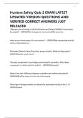Hunters Safety Quiz 2 EXAM LATEST UPDATED VERSION QUESTIONS AND VERIFIED CORRECT ANSWERS JUST RELEASED