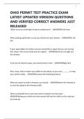 OHIO PERMIT TEST PRACTICE EXAM LATEST UPDATED VERSION QUESTIONS AND VERIFIED CORRECT ANSWERS JUST RELEASED