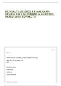 NC HEALTH SCIENCE 1 FINAL EXAM REVIEW 2025 QUESTIONS & ANSWERS RATED 100&percnt; CORRECT&excl;&excl;