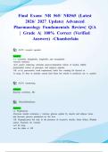 Final Exam&colon; NR 565&sol; NR565 &lpar;Latest 2026&sol; 2027 Update&rpar; Advanced Pharmacology Fundamentals Review&vert; Q&sol;A &vert; Grade A&vert; 100&percnt; Correct &lpar;Verified Answers&rpar; -Chamberlain