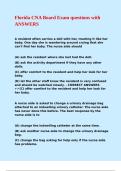 Florida CNA Board Exam questions with ANSWERS