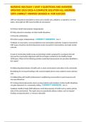 NURSING 406 EXAM 1 UNIT 4 QUESTIONS AND ANSWERS UPDATED 2025&sol;2026 A COMPLETE SOLUTION ALL ANSWERS 100&percnt; CORRECT VERIFIED GRADED A&plus; FOR SUCCESS