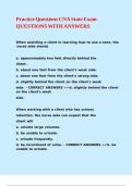 Practice Questions CNA State Exam QUESTIONS WITH ANSWERS